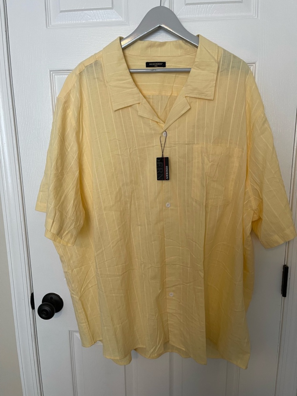 NWT...Hisdern Yellow Men’s Short Sleeve Camp Shirt